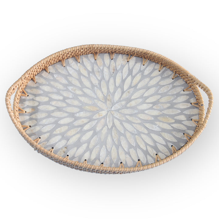 Oval Silver Seashell Cane Tray