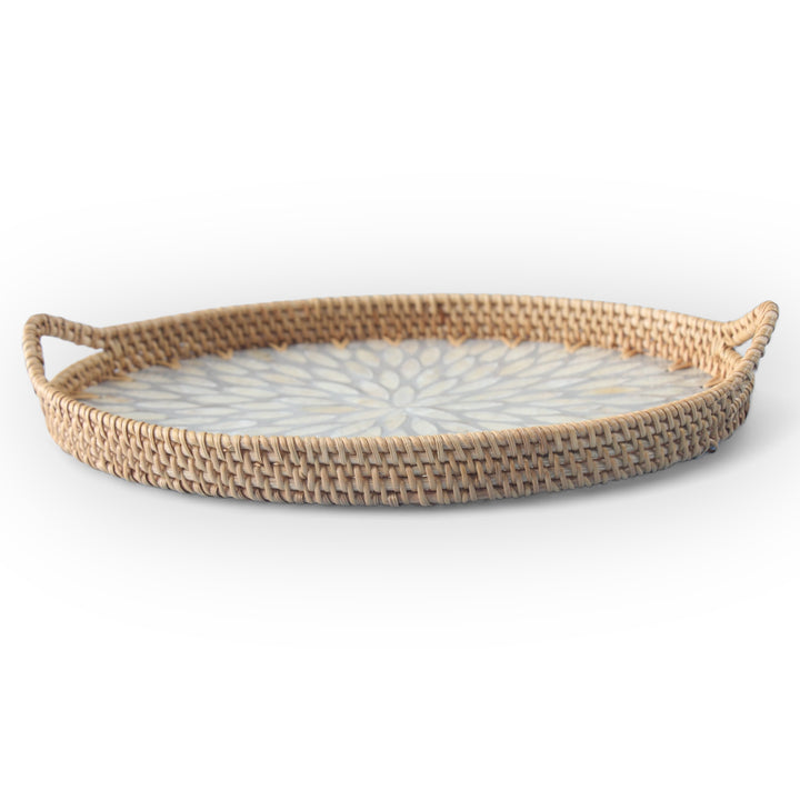 Oval Silver Seashell Cane Tray