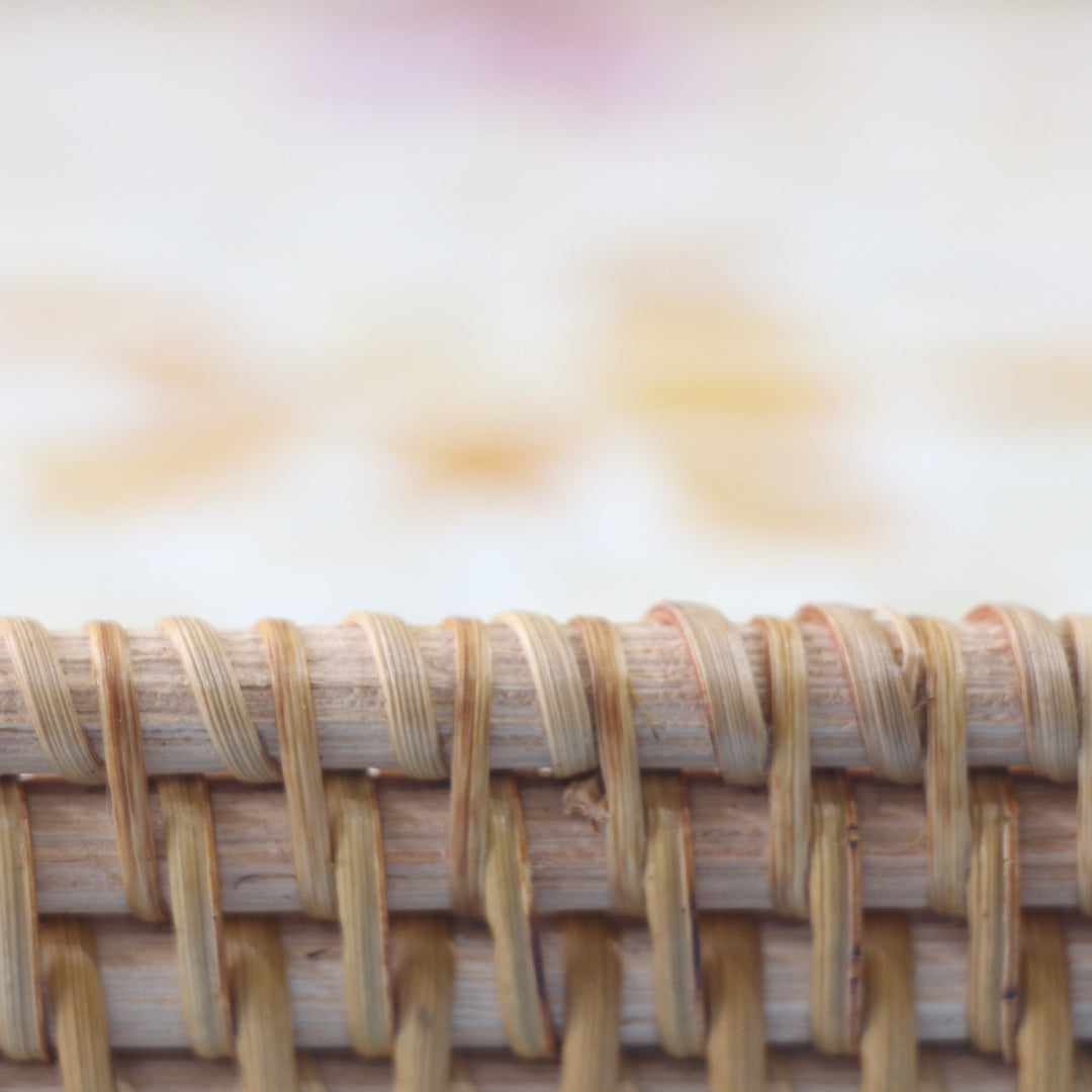 Set of 6 Large Bamboo Cups and Rectangle Seashell Tray