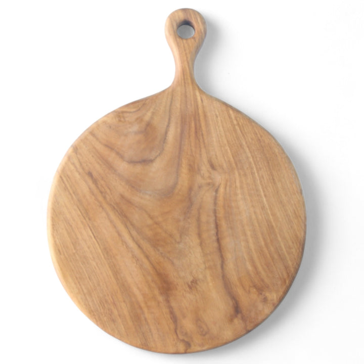 Teak Cutting Board Round with Extended Handle