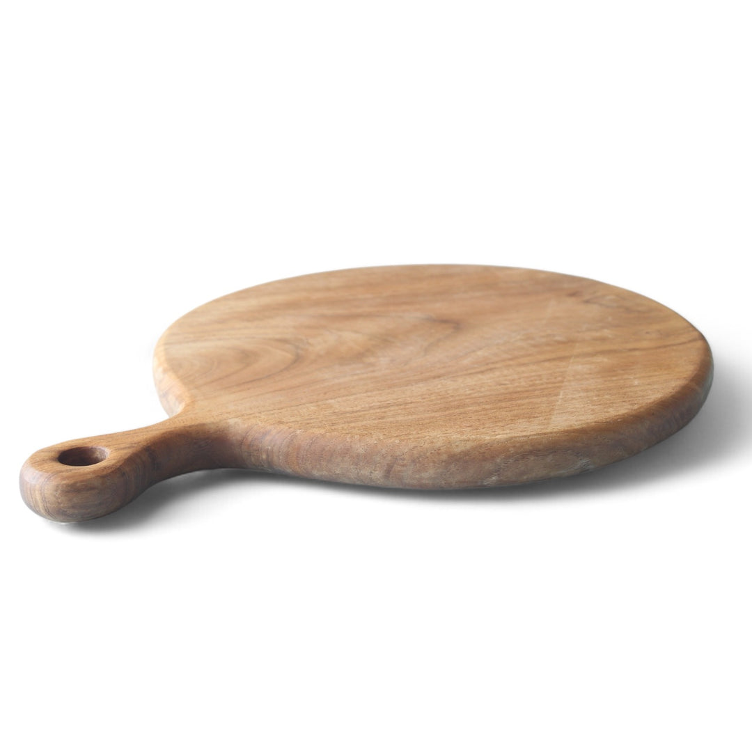 Teak Cutting Board Round with Extended Handle