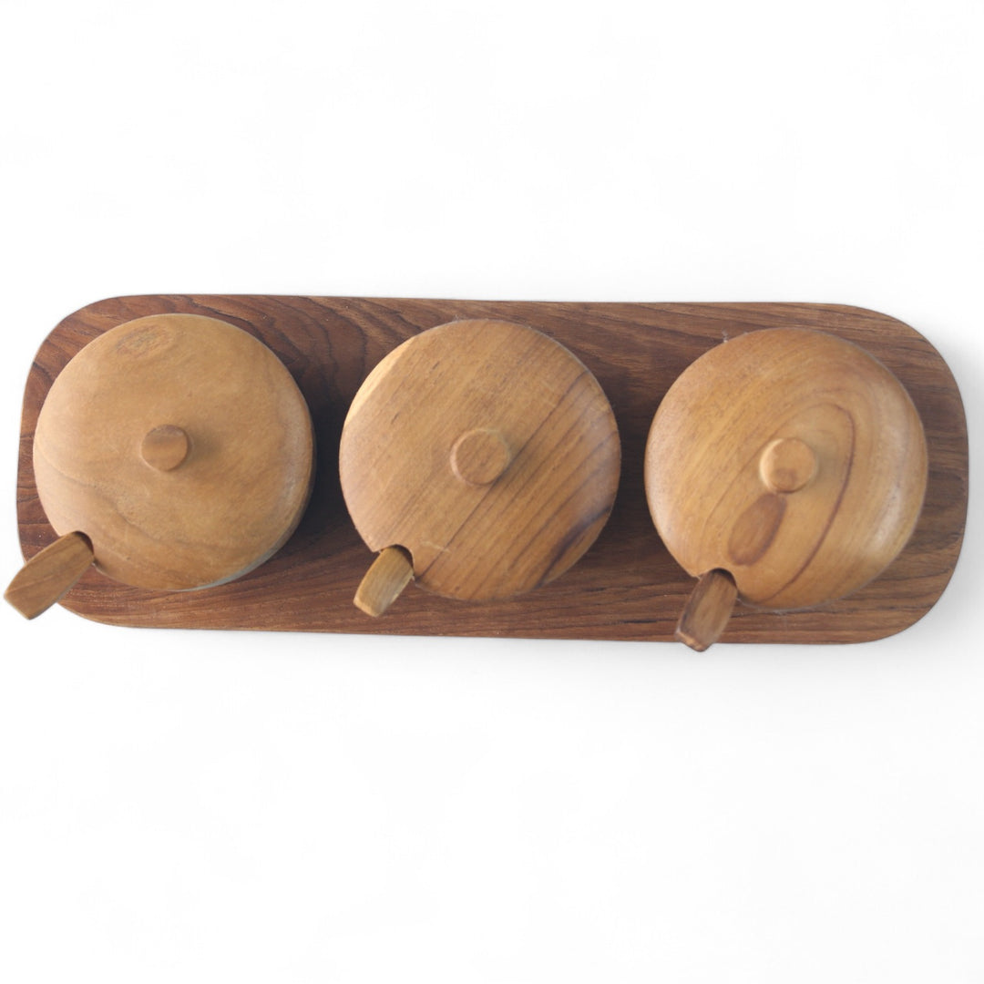 Teak Condiments Set