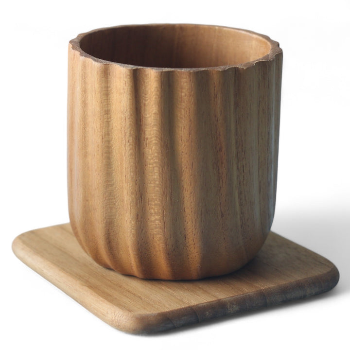 Teak Vertical Lines Cup