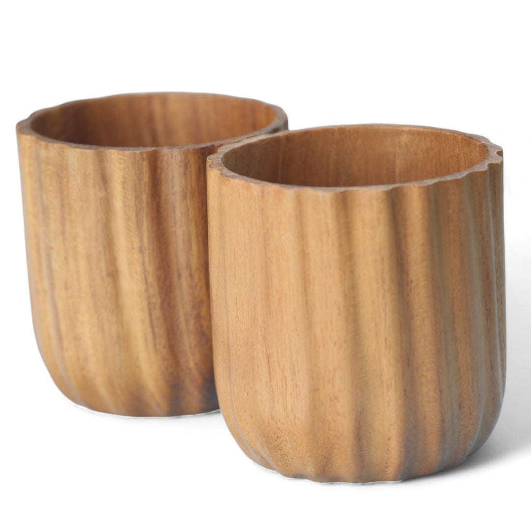 Teak Vertical Lines Cup