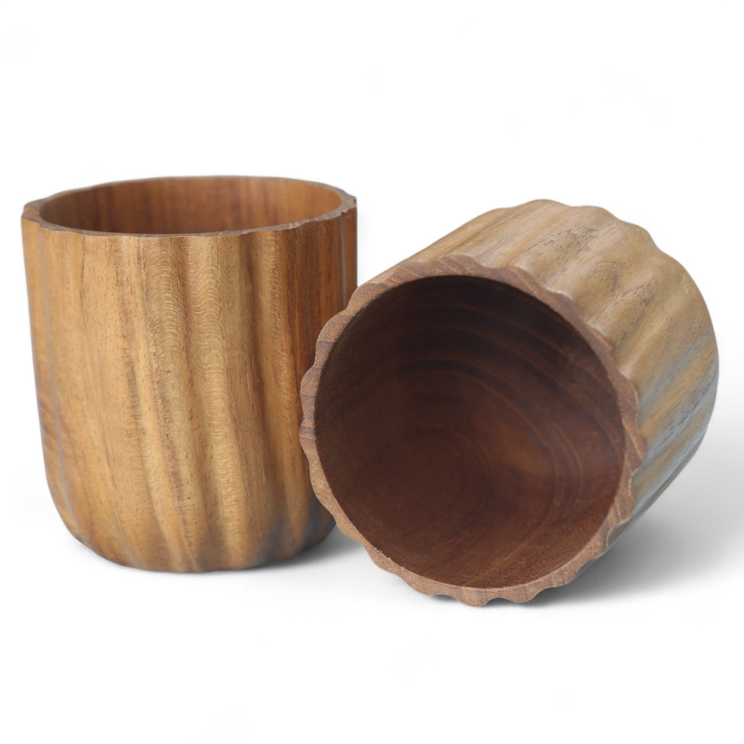 Teak Vertical Lines Cup