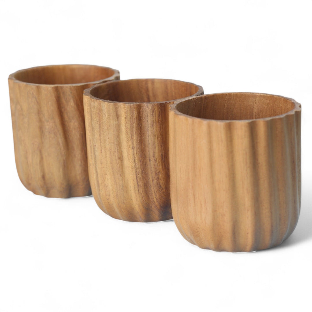 Teak Vertical Lines Cup