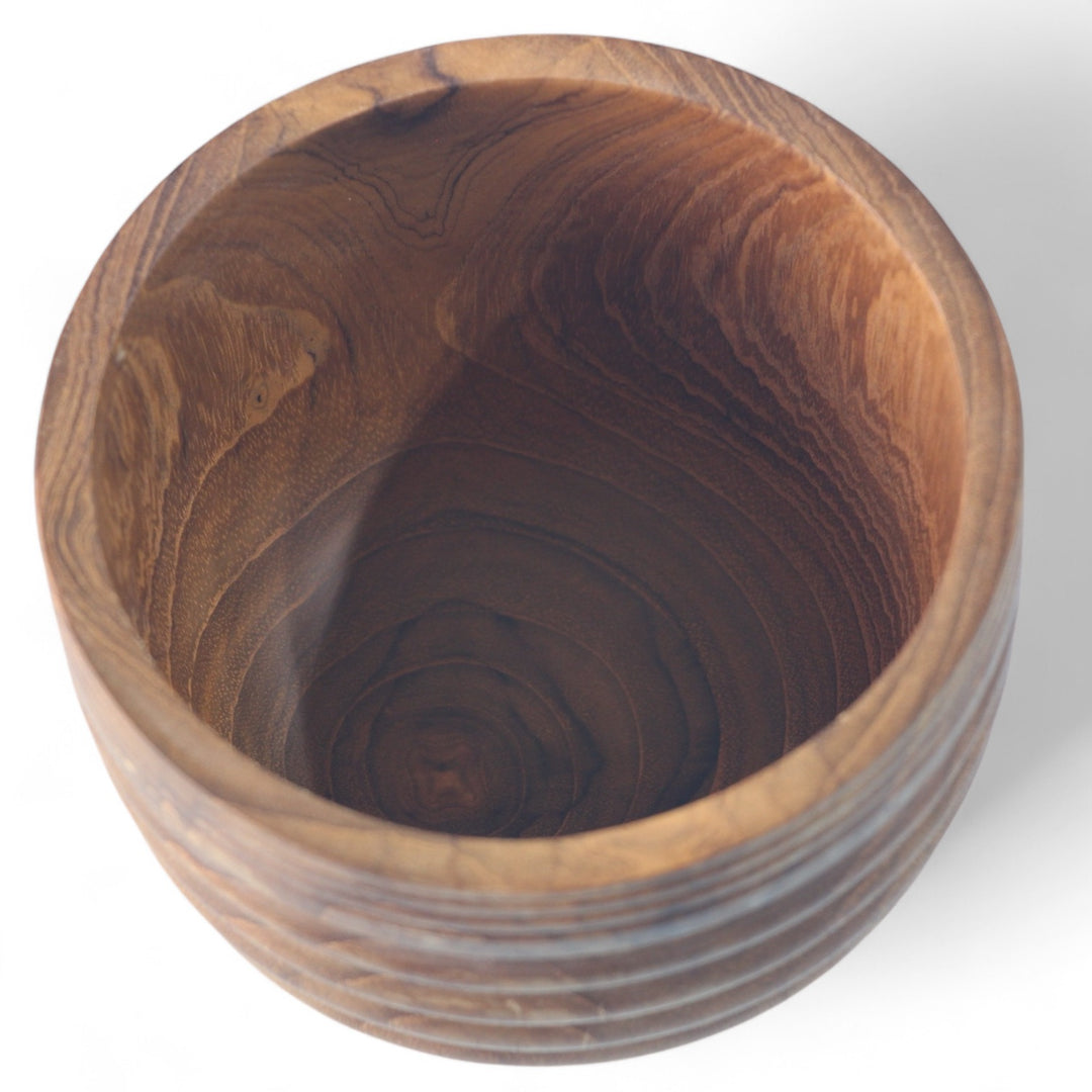 Teak Parallel Lines Bowl