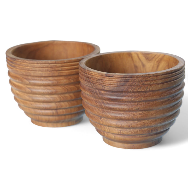 Teak Parallel Lines Bowl