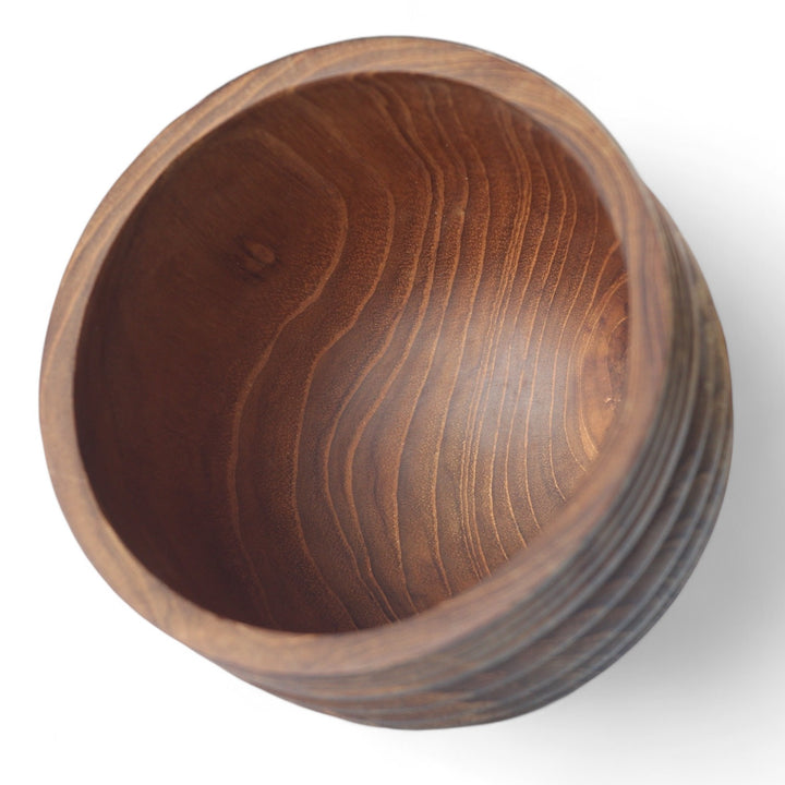 Teak Parallel Lines Bowl