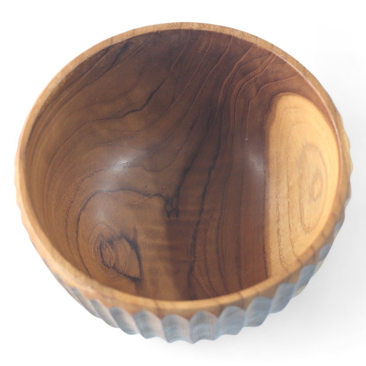 Teak Vertical Lines Bowl