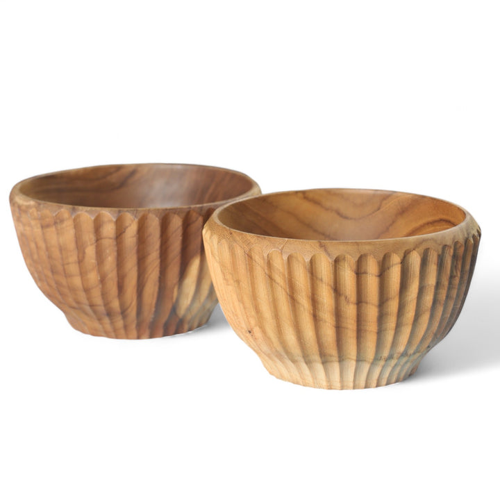 Teak Vertical Lines Bowl