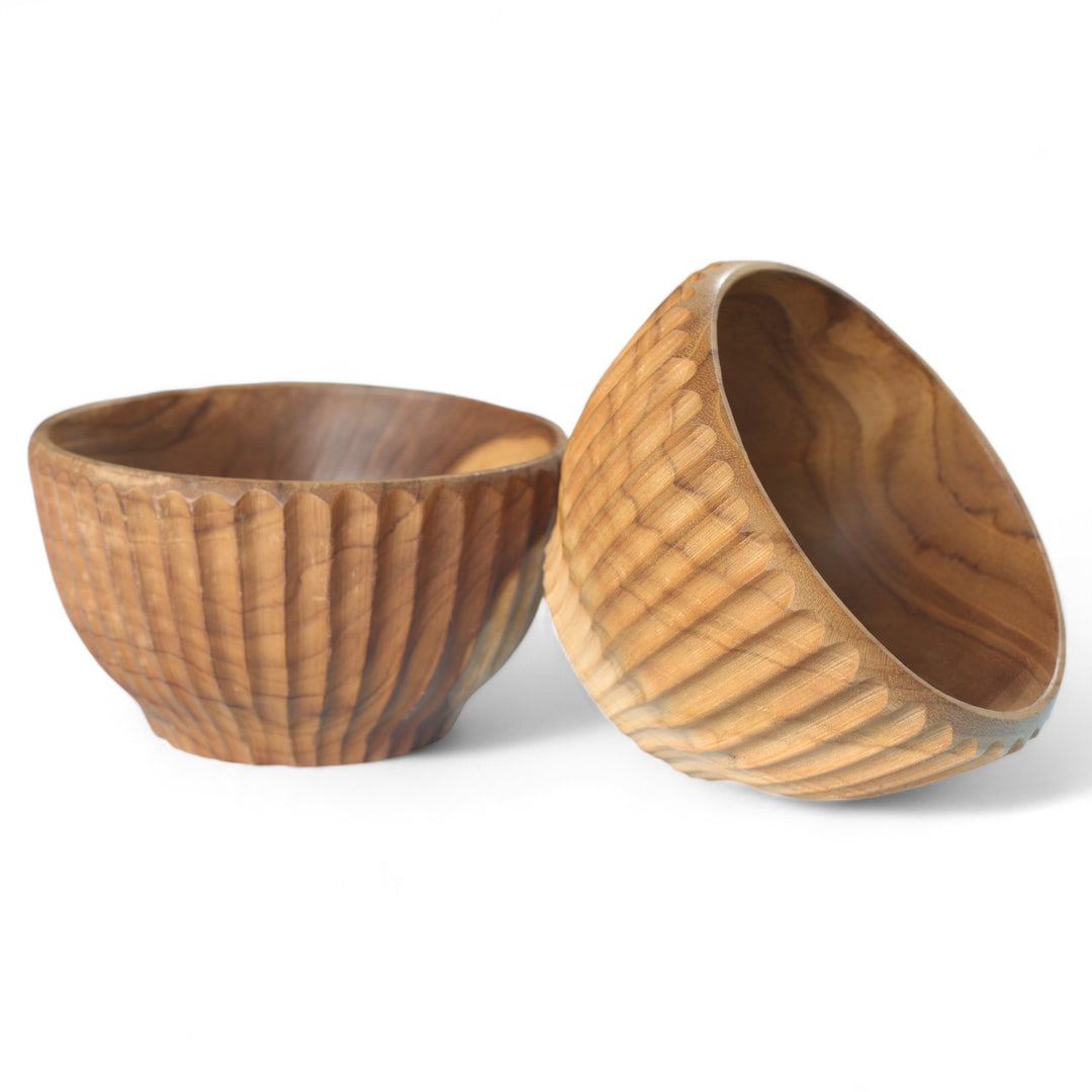 Teak Vertical Lines Bowl