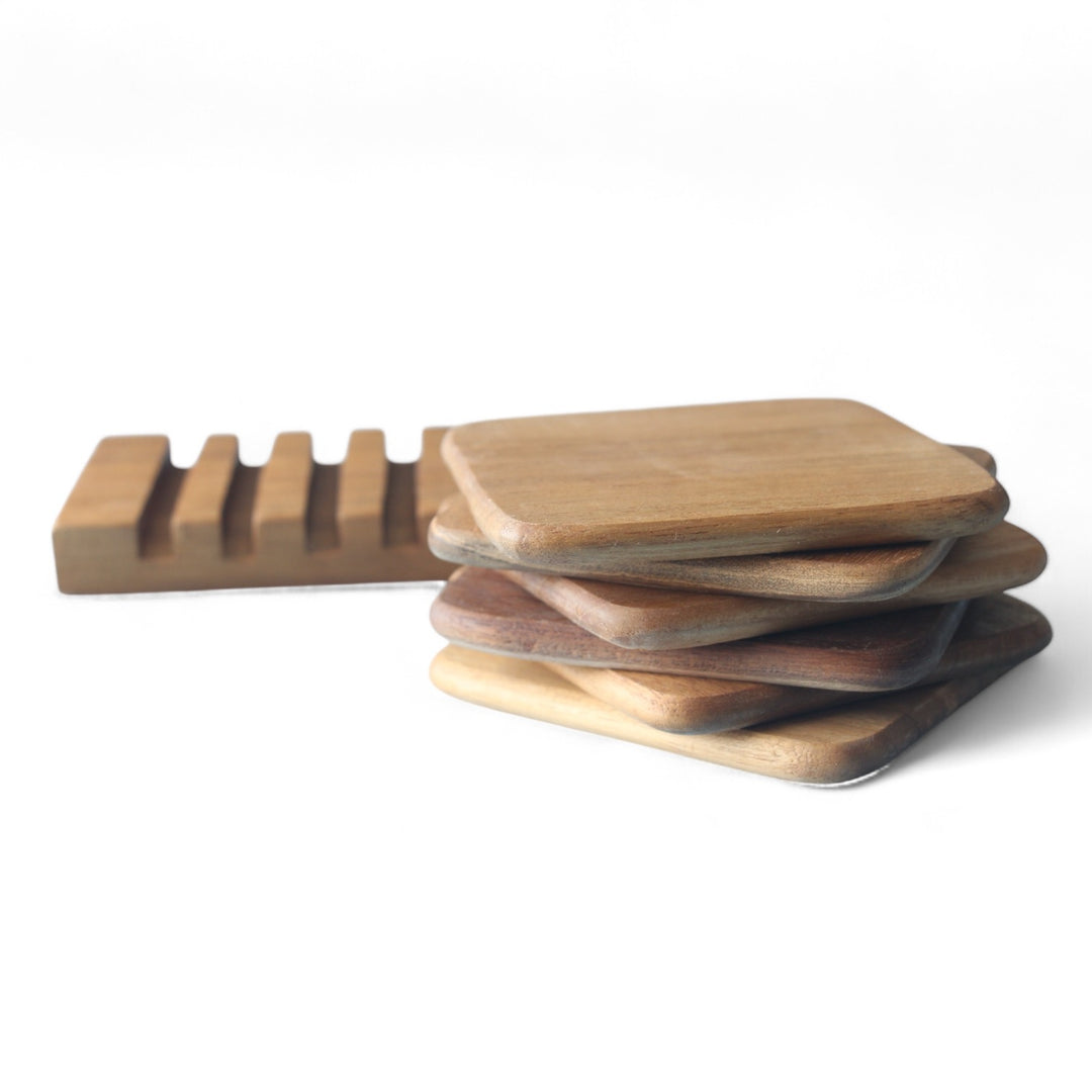 Teak Coaster Set