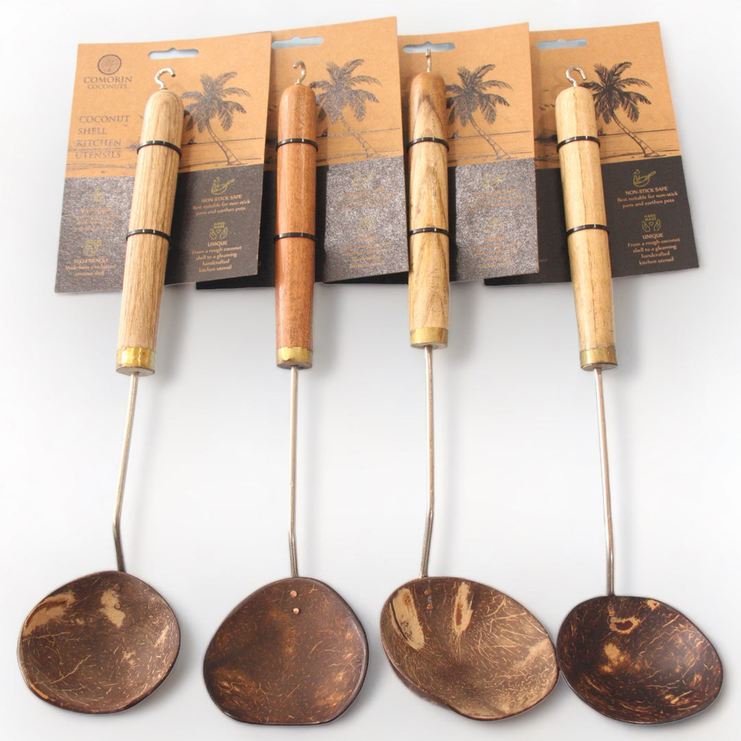 Coconut Shell Cooking Ladle With Stainless Steel Handle
