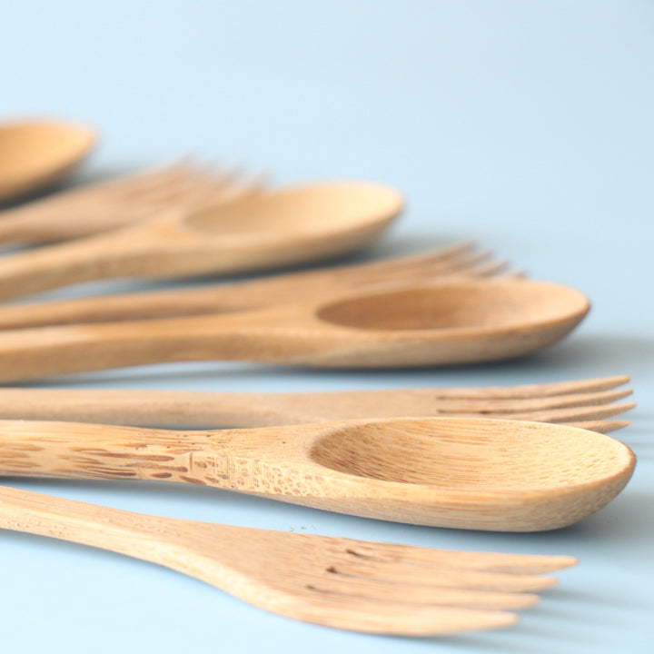 Set of 5 Bamboo Spoon & Fork