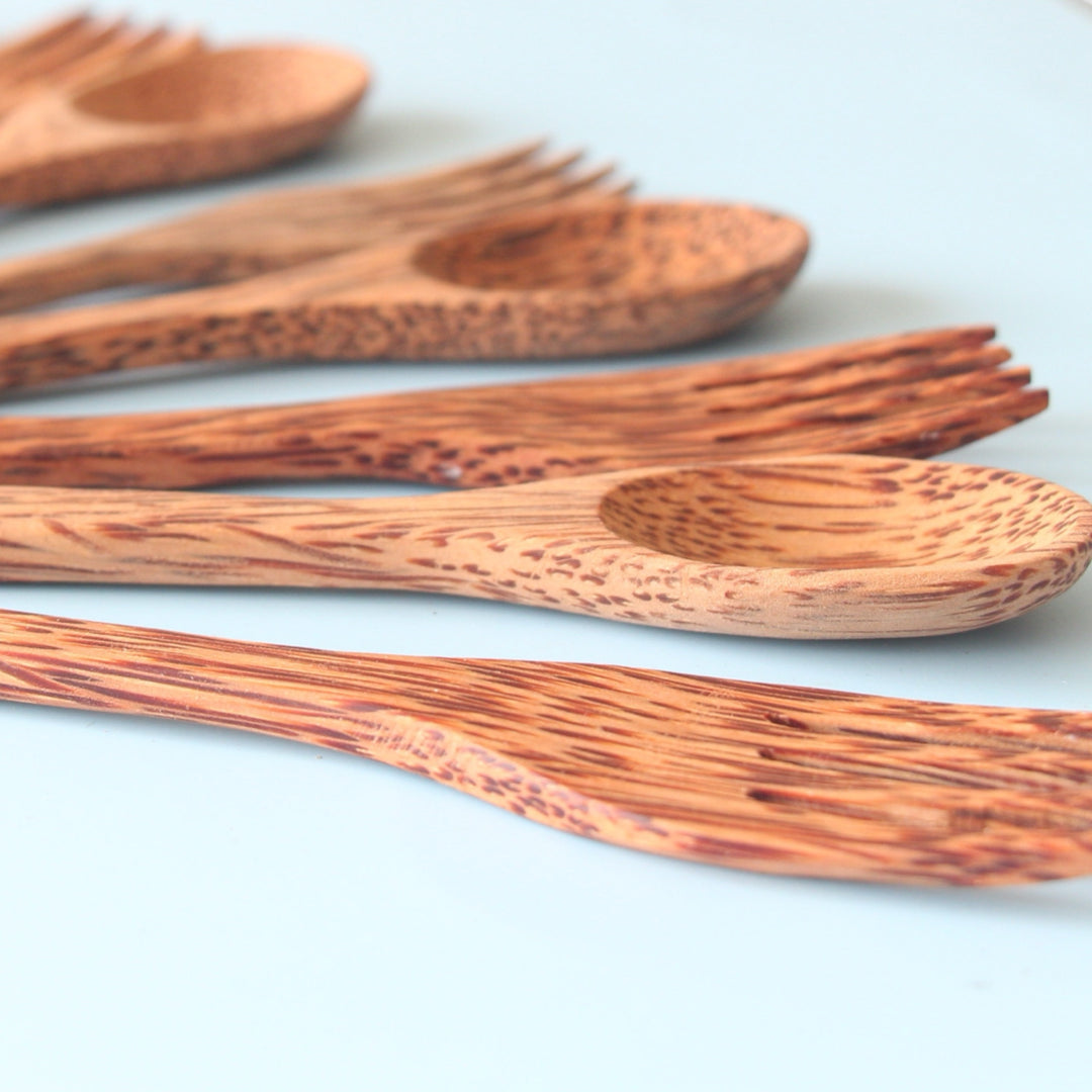 Set of 5 Coconut Wood Spoon & Fork